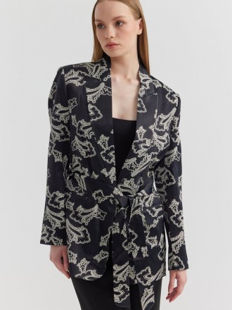 Armury Kadın Desenli Kemer Detaylı Ceket-PM406937 