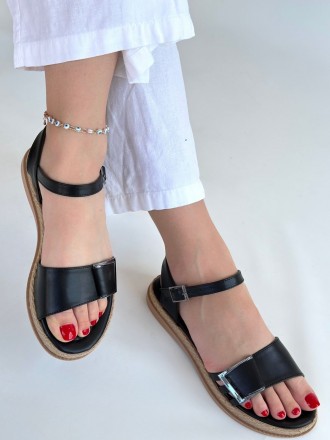 Avelia Siyah Cilt Sandalet - ER265394