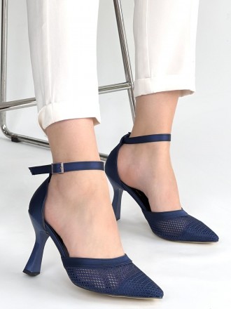 Kenya Lacivert Saten Topuklu Ayakkabı - ER267845