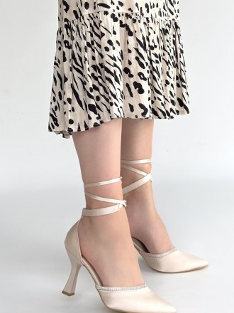 Tenira Saten Bilekten Bağcıklı Topuklu Ayakkabı - ER267816 