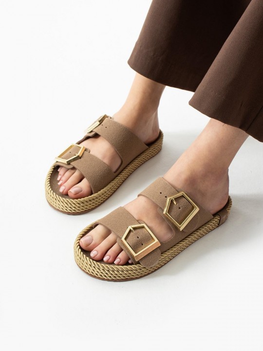 Armury Kadın Nubuk Çift Tokalı Terlik - ER265289