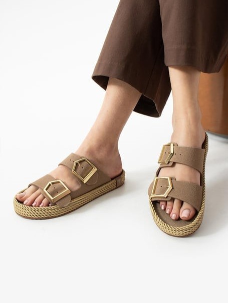 Armury Kadın Nubuk Çift Tokalı Terlik - ER265289