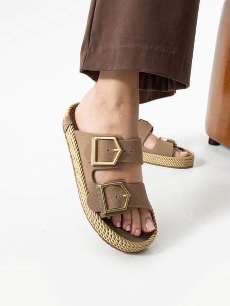 Armury Kadın Nubuk Çift Tokalı Terlik - ER265289