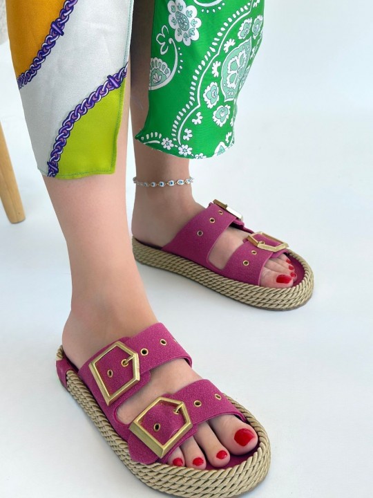 Armury Kadın Nubuk Çift Tokalı Terlik - ER265289