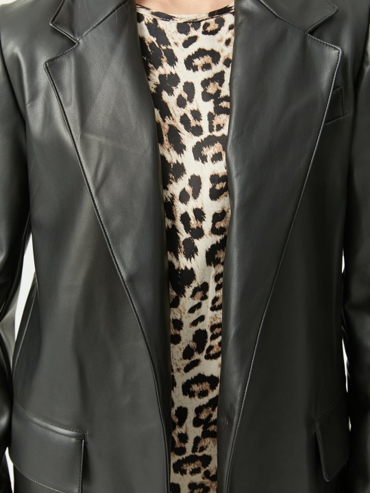 Armury Kadın Astarlı Tek Düğmeli Deri Ceket-PM392928 