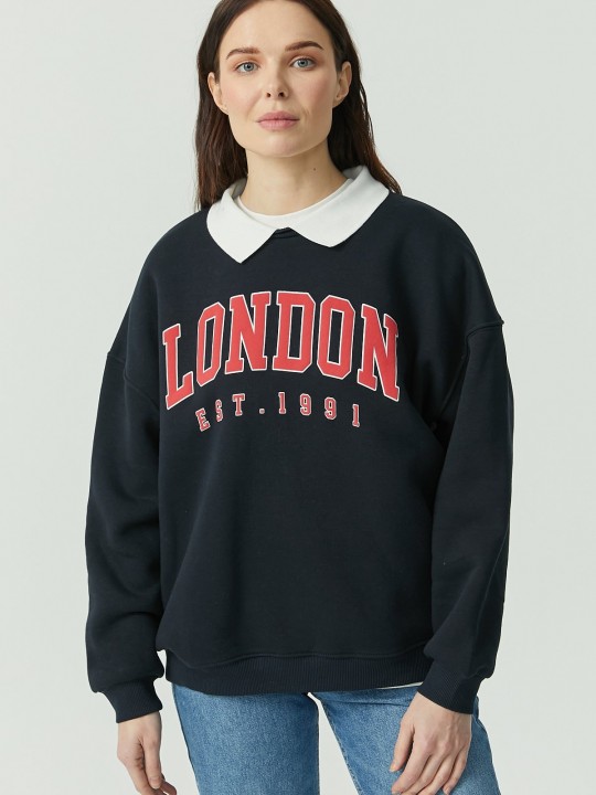 Armury Kadın Gömlek Yaka Baskılı Sweat Üst-PM399199 