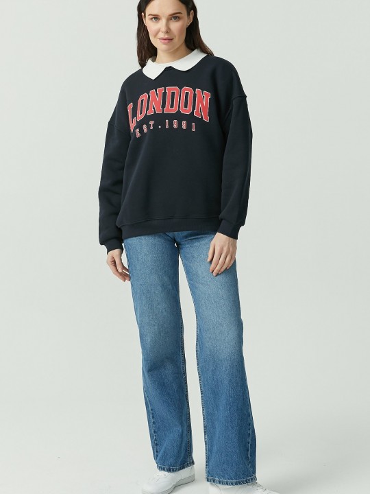 Armury Kadın Gömlek Yaka Baskılı Sweat Üst-PM399199 