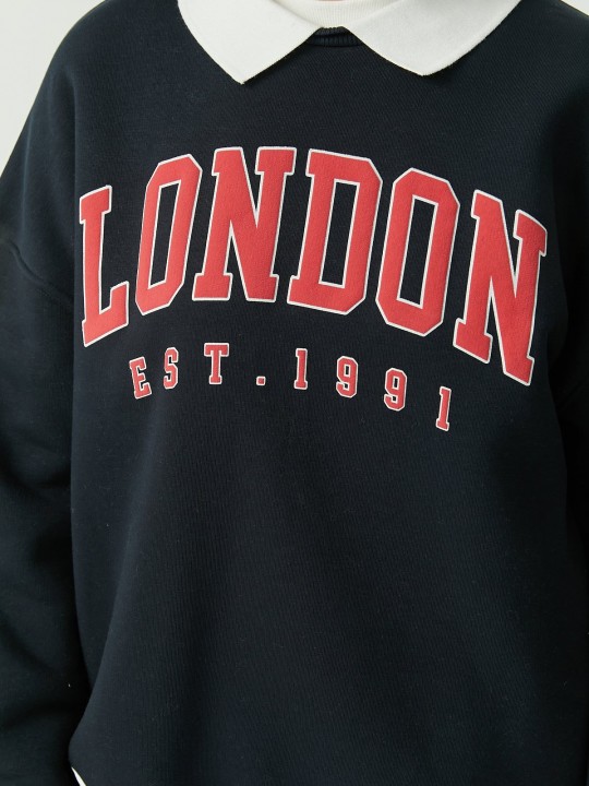 Armury Kadın Gömlek Yaka Baskılı Sweat Üst-PM399199 