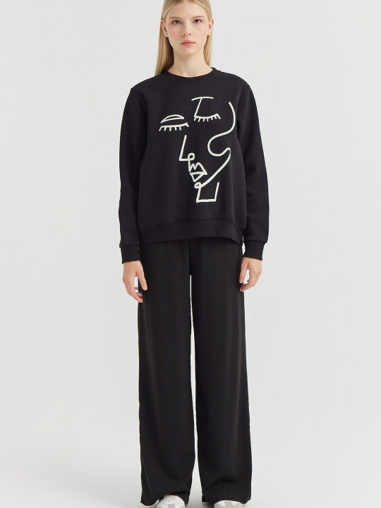 Armury Kadın Bisiklet Yaka Baskılı Sweat Üst-PM399646