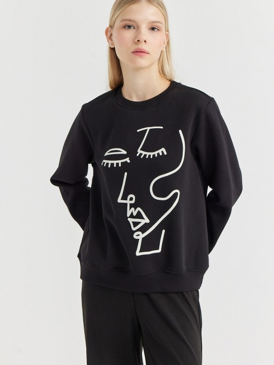 Armury Kadın Bisiklet Yaka Baskılı Sweat Üst-PM399646