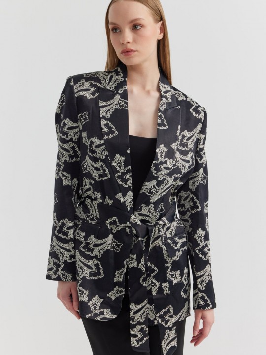 Armury Kadın Desenli Kemer Detaylı Ceket-PM406937 