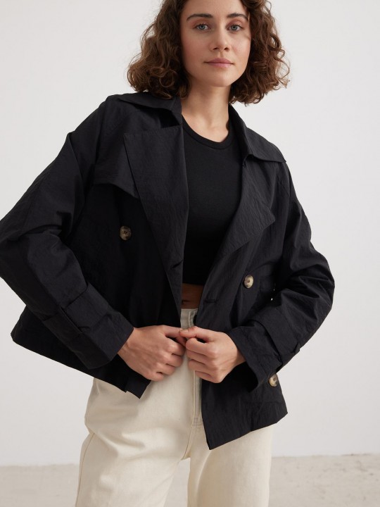 Armury Kadın Düğme Detaylı Kısa Trençkot -LT27-8119