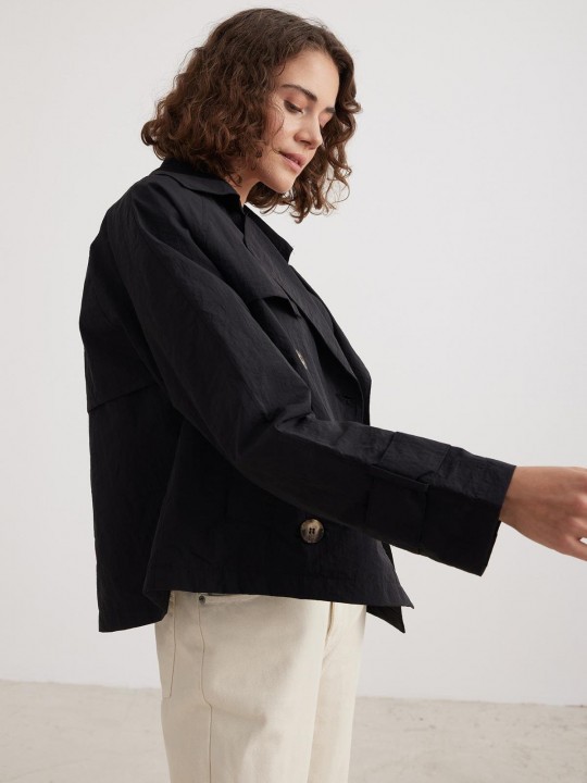 Armury Kadın Düğme Detaylı Kısa Trençkot -LT27-8119