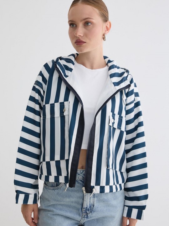 Armury Kadın Marine Çizgili Kapüşonlu Ceket-LVM28-5654