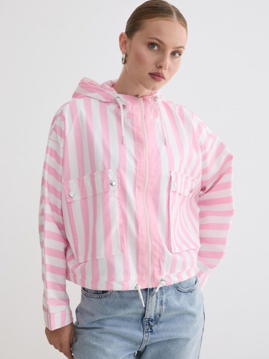 Armury Kadın Marine Çizgili Kapüşonlu Ceket-LVM28-5654