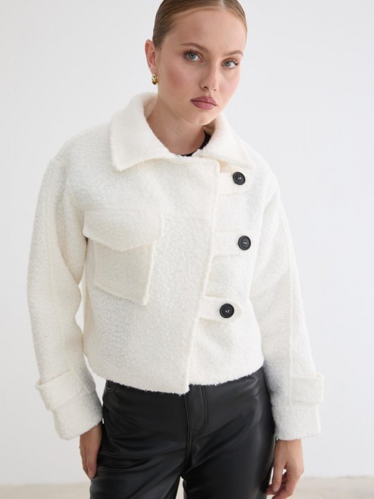 Armury Kadın Ön Düğmeli Cep Detaylı Kısa Mont-LM28-5844