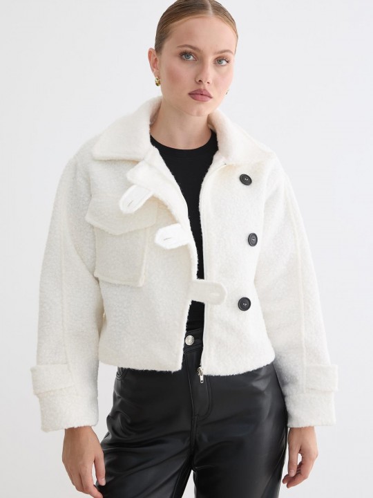 Armury Kadın Ön Düğmeli Cep Detaylı Kısa Mont-LM28-5844