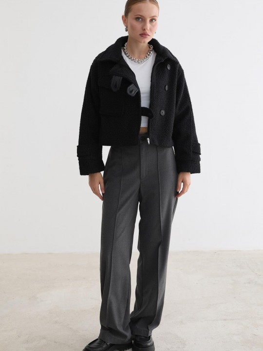 Armury Kadın Ön Düğmeli Cep Detaylı Kısa Mont-LM28-5844