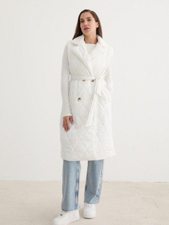 Armury Kadın Önü Düğmeli Beli Kuşak Detaylı Kapitone Yelek-LY28-9071