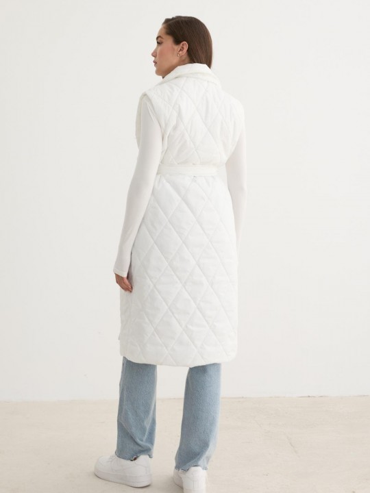 Armury Kadın Önü Düğmeli Beli Kuşak Detaylı Kapitone Yelek-LY28-9071