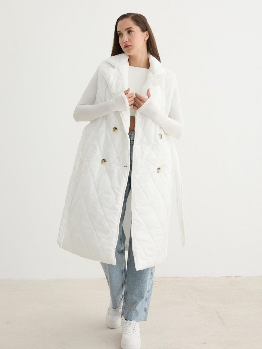 Armury Kadın Önü Düğmeli Beli Kuşak Detaylı Kapitone Yelek-LY28-9071