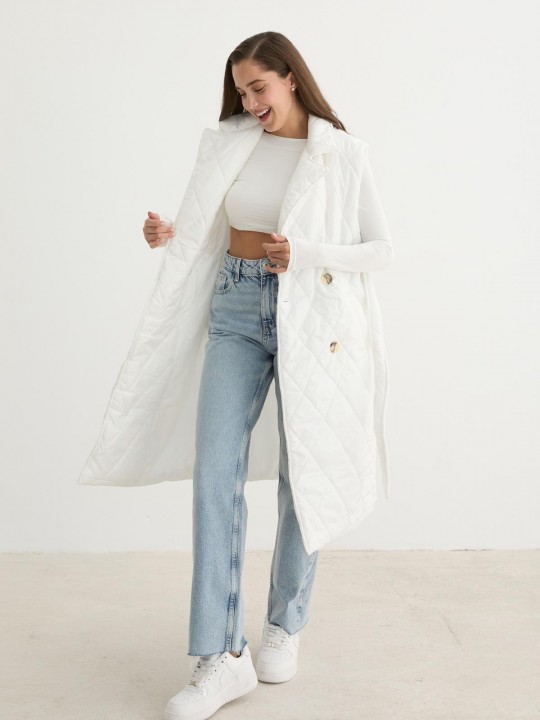 Armury Kadın Önü Düğmeli Beli Kuşak Detaylı Kapitone Yelek-LY28-9071