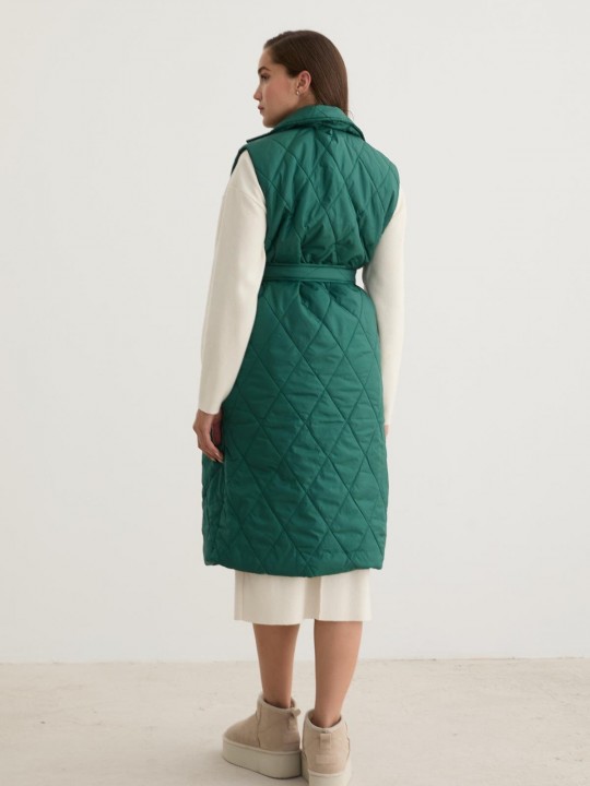 Armury Kadın Önü Düğmeli Beli Kuşak Detaylı Kapitone Yelek-LY28-9071