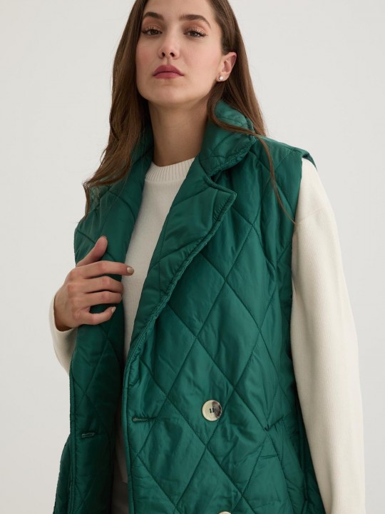 Armury Kadın Önü Düğmeli Beli Kuşak Detaylı Kapitone Yelek-LY28-9071