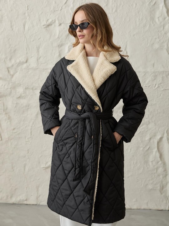 Armury Kadın Yakası Suni Kürklü Düğmeli Kapitoneli Mont-LM28-5534