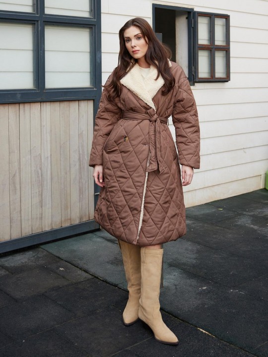 Armury Kadın Yakası Suni Kürklü Düğmeli Kapitoneli Mont-LM28-5534