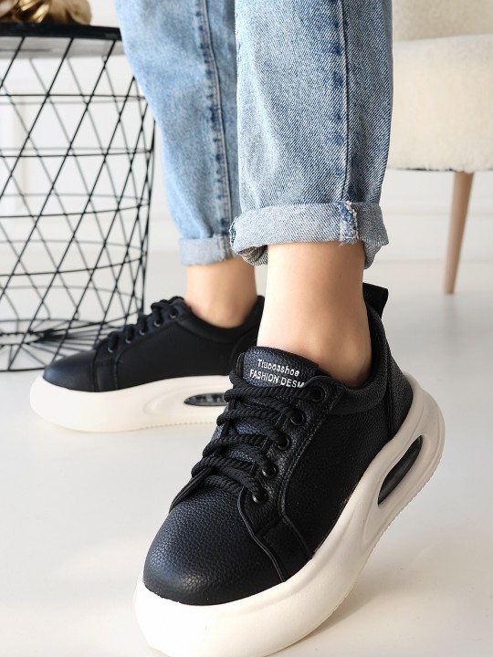 Chreus Siyah Cilt Bağcıklı Spor Ayakkabı - ER257233