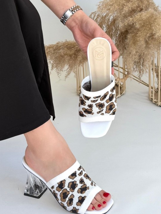 Evara Zebra Triko Topuklu Terlik - ER261180