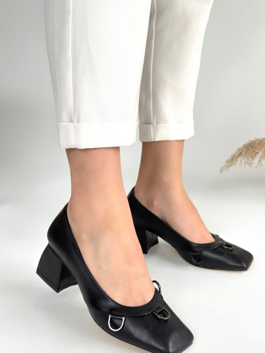 Candera Siyah Cilt Topuklu Ayakkabı - ER261253