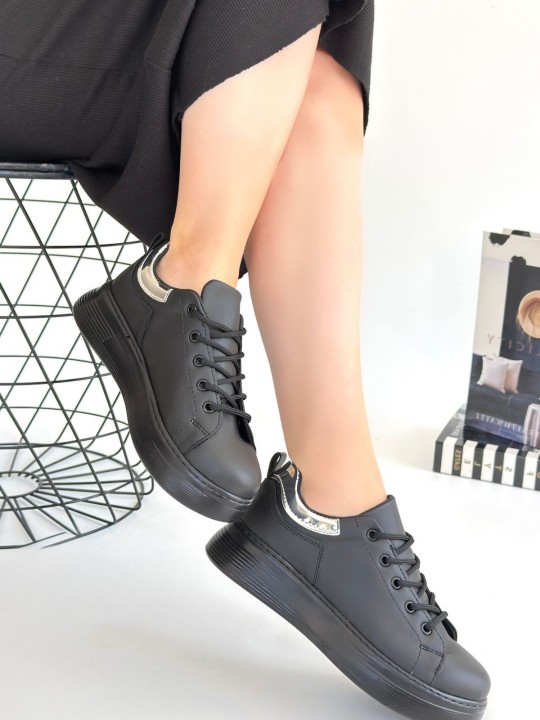 Sofran Siyah Cilt Bağcıklı Spor Ayakkabı - ER261585