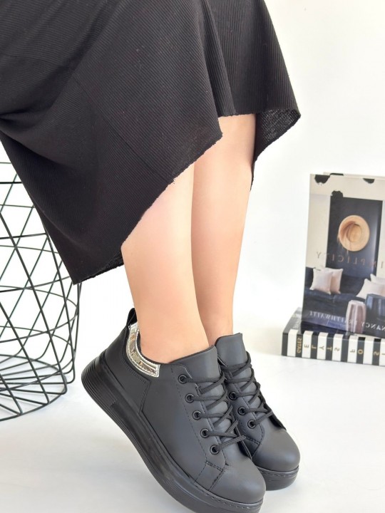 Sofran Siyah Cilt Bağcıklı Spor Ayakkabı - ER261585