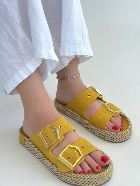 Lovera Nubuk Çift Tokalı Terlik - ER265289