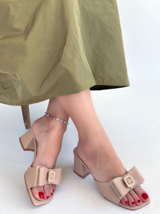 Veora  Nude Cilt Topuklu Terlik - ER265360