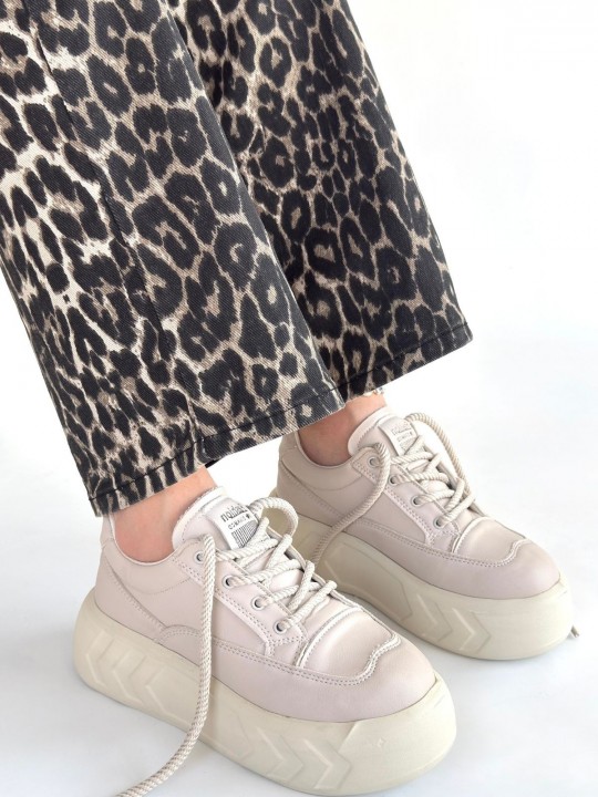 Emvor Bej Cilt Bağcıklı Spor Ayakkabı - ER265632