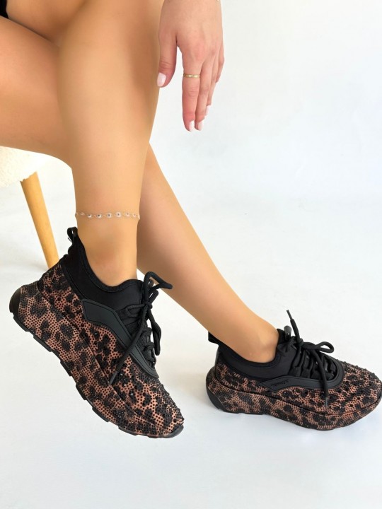 Rimor Leopar Boncuk İşlemeli Spor Ayakkabı - ER265658