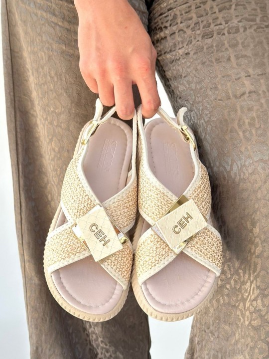 Ceryn Bej Hasır Cilt Sandalet - ER265837