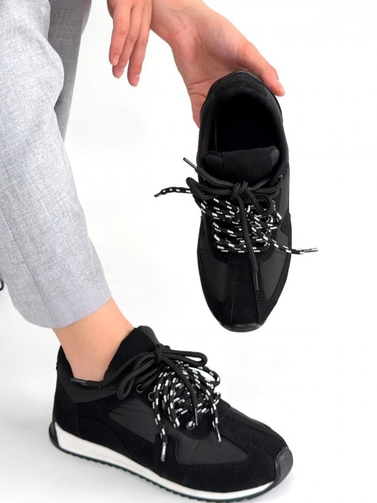 Jevor Siyah Nubuk Bağcıklı Spor Ayakkabı - ER267296