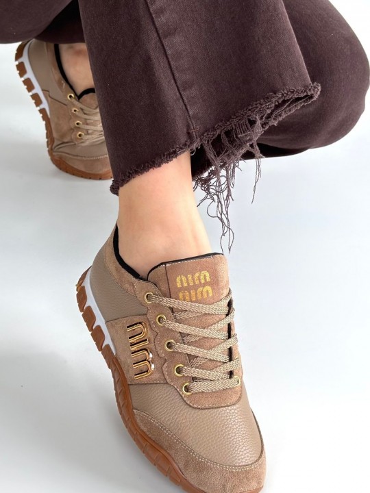 Maron  Cilt Bağcıklı Spor Ayakkabı - ER267307