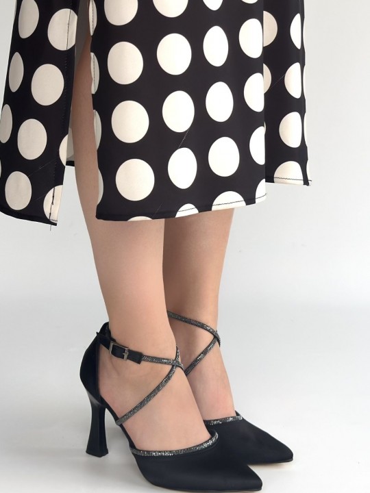 Kanjia Siyah Saten Topuklu Ayakkabı - ER267817