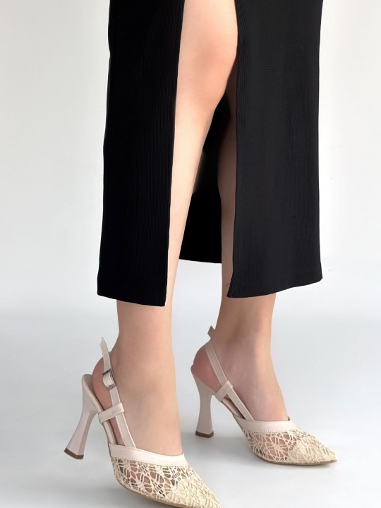 Cetra Cilt Tül Detaylı Topuklu Ayakkabı - ER267822