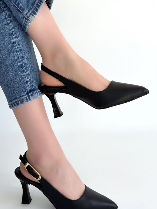 Hiera Siyah Cilt Topuklu Ayakkabı - ER267912 