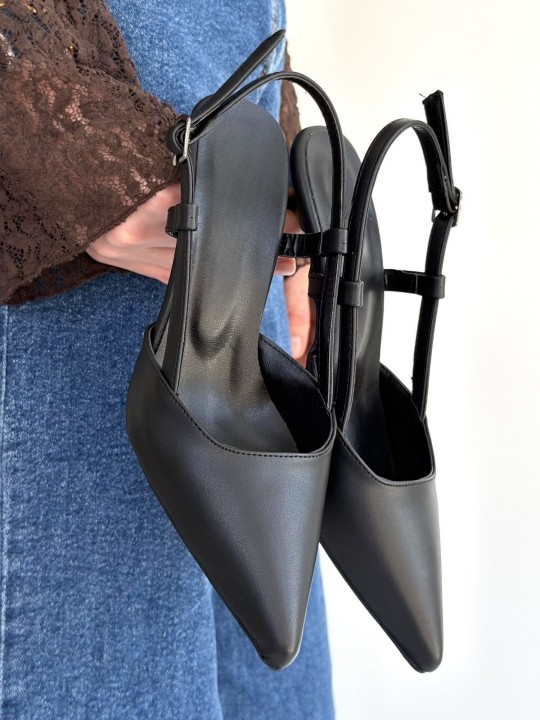 Hoosta Siyah Cilt Topuklu Ayakkabı - ER267905