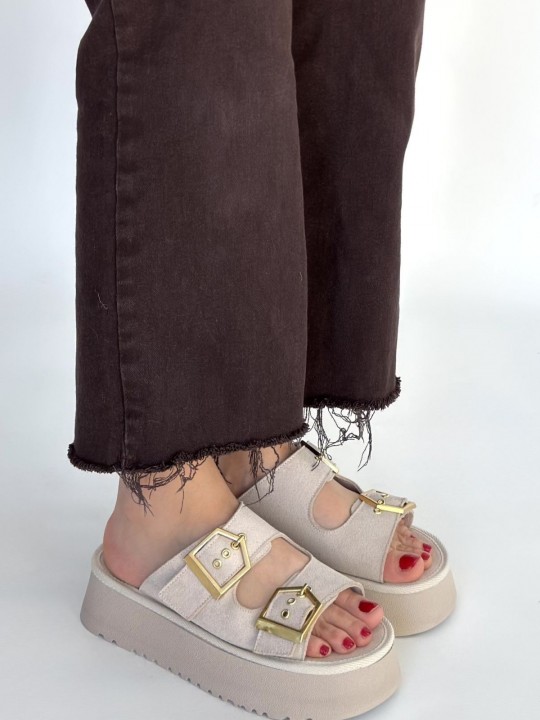 Coera Süet Çift Tokalı Terlik - ER268050