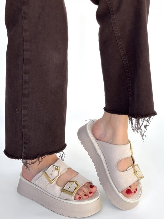 Coera Süet Çift Tokalı Terlik - ER268050