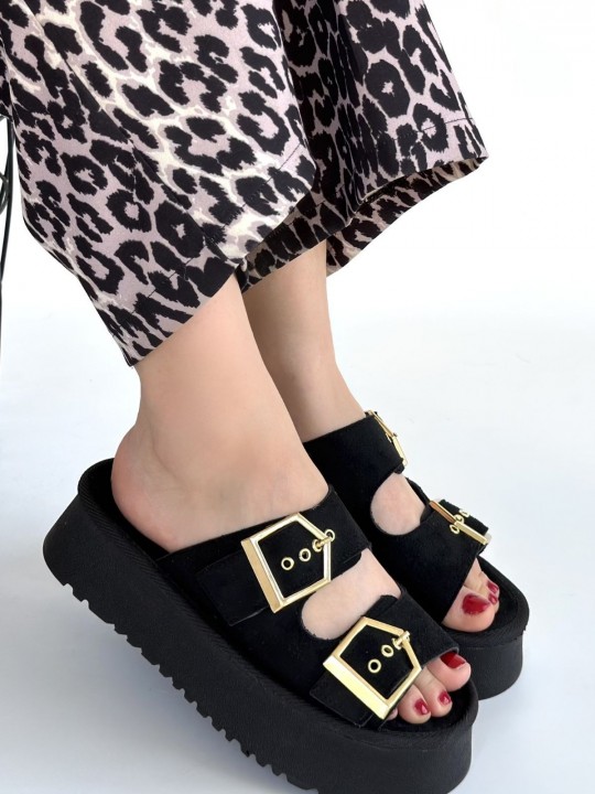 Coera Süet Çift Tokalı Terlik - ER268050