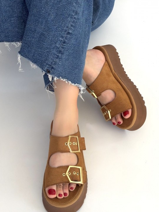 Coera Süet Çift Tokalı Terlik - ER268050